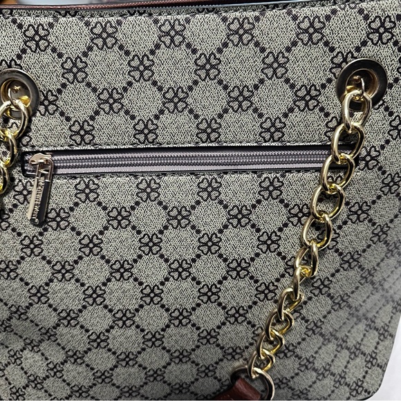 Montana West Monogram Tote Bag | Brown & Cream | Gold Chain Strap - Picture 4 of 6